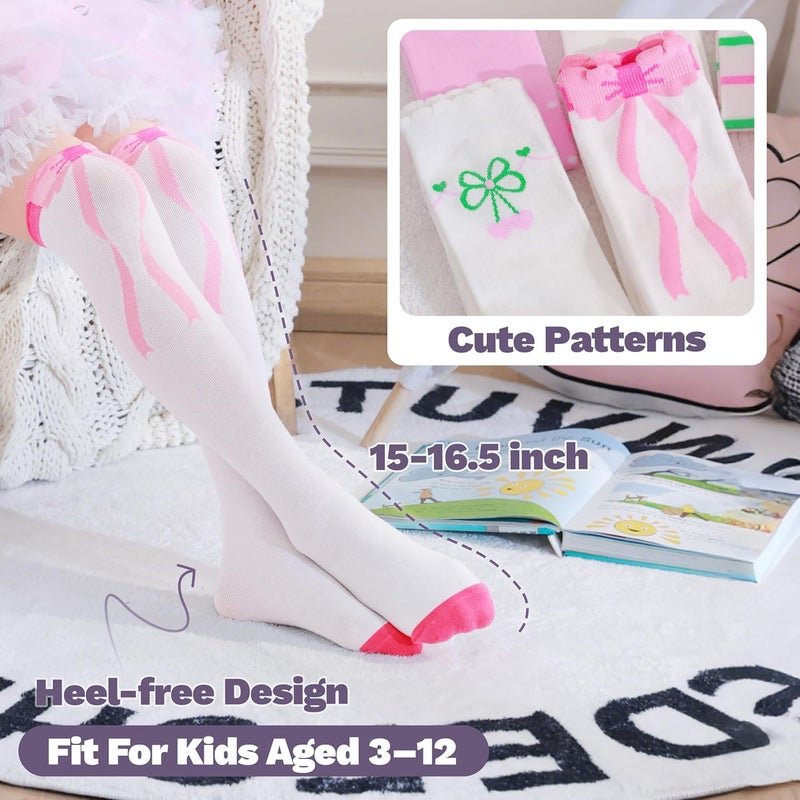 ANTSANG Kids Girls Knee High Socks Long Boot Crazy Silly Fun Gift Cute Tall Animal Socks for Child 6 Pairs - Image 5